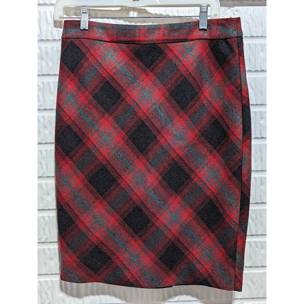 The Limited Women's Gray And Red Plaid Lined Pencil Skirt Size 4